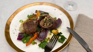 Blitzrouladen mit Ofengemüse