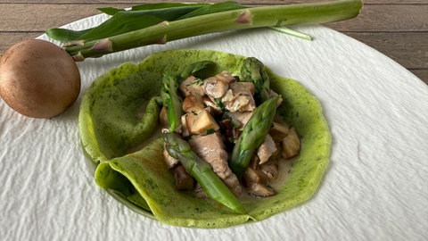 Kalbsgeschnetzeltes mit Bärlauchflädle