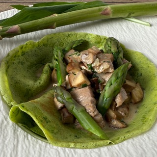 Kalbsgeschnetzeltes mit Bärlauchflädle