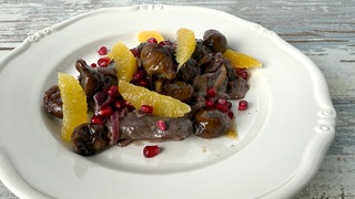 Rehgeschnetzeltes mit Maronen und Granatapfel