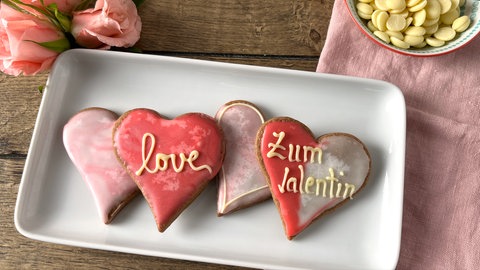 Marmorierte Herzkekse
