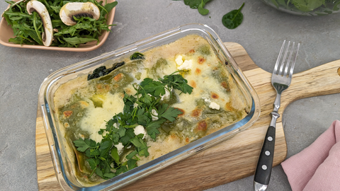 Spinatlasagne mit Pilzen