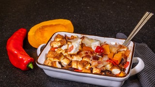 Der fertige Kürbisauflauf nach dem Rezept von Profikoch Koch Jörg Ilzhöfer