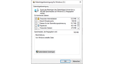 Die Oberfläche der Datenträgerbereinigung