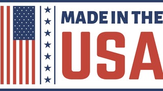 Schriftzug Made in the USA mit amerikanischer Flagge