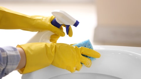 Toilette wird gereinigt