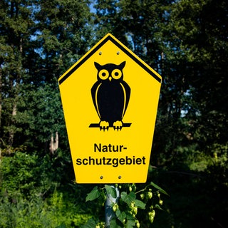 Schild Naturschutzgebiet bei den Wallensteingraben bei Wismar, Mecklenburg-Vorpommer. Archivfoto.