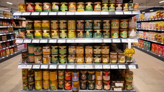 Honiggläser verschiedener Hersteller stehen in einem Supermarkt-Regal. Es gibt eine neue Herkunfts-Kennzeichnungspflicht für Honig.