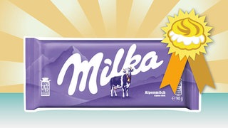 Der Negativpreis "Goldener Windbeutel" der Verbraucherorganisation Foodwatch geht 2025 an die Milka Alpenmilch-Schokolade.  Hersteller Mondelez hatte zunächst den Preis deutlich erhöht, und dann auch noch die Tafel verkleinert.