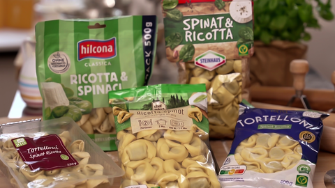 Folgende Produkte wurden getestet (v. l . n. r.): Alnatura, Hilcona, Lidl, Steinhaus und Aldi