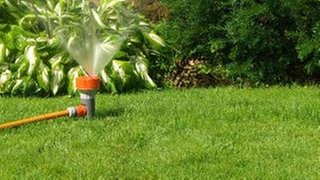 Rasensprenger wässert Garten