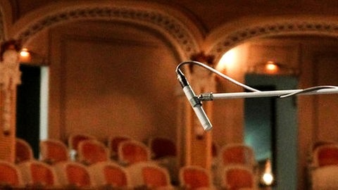 Mikrofon im Rokokosaal des Schwetzinger Schlosses