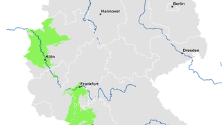 Aus aus den eingegangenen Beobachtungen berechnete Ausbreitung der Apfelblüte in Deutschland am 6. April 2022.