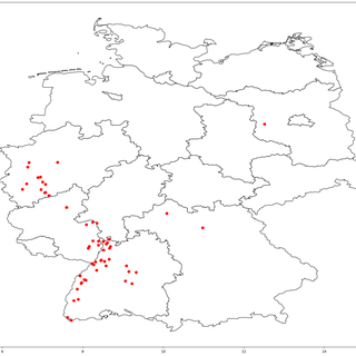 30. März: Eine Karte mit den Bäumen, von denen wir am Ostersamstag mit Sicherheit sagen konnten, dass sie ihre Blüten geöffnet haben. Bemerkenswert: Die bereits blühenden Bäume in Brandenburg und in Franken. Alle die roten Punkte werden bei der Berechnung der nächsten Karte ein besonders hohes Gewicht haben. Das zur Berechnung der Karte notwendige Verschneiden mit den Klimadaten erfolgt am kommenden Dienstag. 