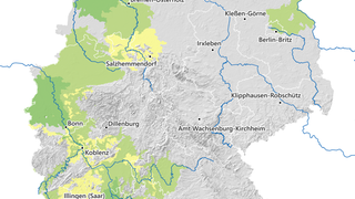 Auf Grundlage der eingegangenen Daten berechnete Landkarte der Ausbreitung der Apfelblüte in Deutschland am 8. April 2025