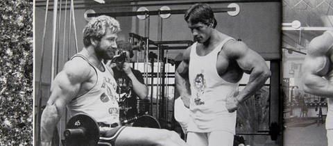 Zwei echte Brocken: Jusup Wilkosz (links) und Bodybuilder-Legende Arnold Schwarzenegger im Gym am Venice Beach: Der Stuttgarter Wilkosz wurde 1979 der erste deutsche Mr. Universe im Schwergewicht über 90 Kilogramm.