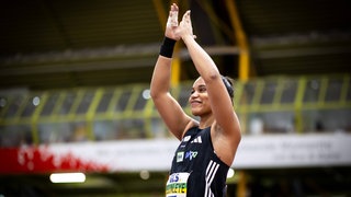 Kugelstoßerin Yemisi Ogunleye bei den Deutschen Meisterschaften in Leichtathletik.