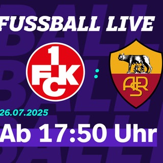 Logos des FCK und AS Rom mit den Infos zum Jubiläumsspiel