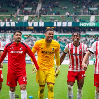 Der SC Freiburg nach dem Sieg in Bremen.