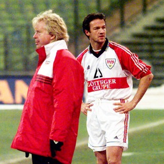 VfB-Trainer Winfried Schäfer und Fredi Bobic (1988)