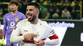 Deniz Undav vom VfB Stuttgart trifft gegen Dortmund dreifach. 