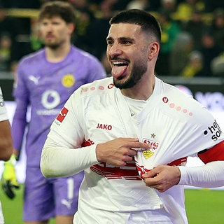 Deniz Undav vom VfB Stuttgart trifft gegen Dortmund dreifach. 