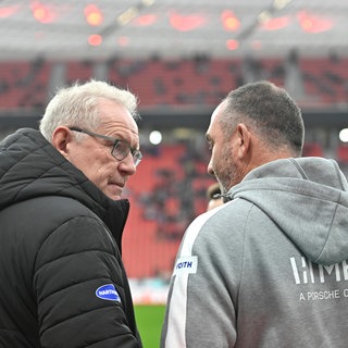 Holger Sanwald und Frank Schmidt vom 1.FC Heidenheim