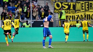 Waldemar Anton (Borussia Dortmund) erzielt am 31. Spieltag der letzten Saison den 3:2 Siegtreffer des BvB bei der TSG Hoffenheim.