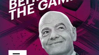 Der FIFA Präsiden Gianni Infantino auf dem Cover des Podcasts "Behind the Games"