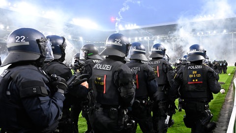 Polizeieinsatz im Stadion von Waldhof Mannheim