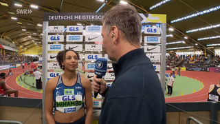 Malaika MIhambo bei den Deutschen Hallenmeisterschaften in Dortmund.