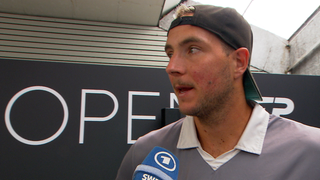 Jan-Lennard Struff bei der Pressekonferenz in Stuttgart beim Turnier auf dem Weissenhof.
