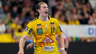 Juri Knorr bei seinem letzten Spiel für die Rhein-Neckar Löwen 