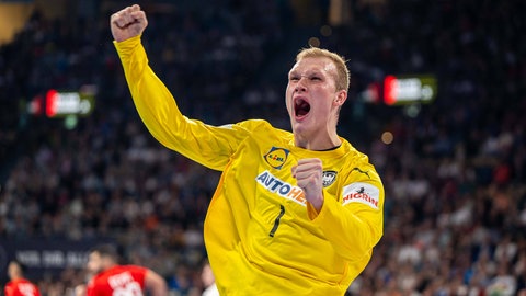 David Späth (Torhüter Rhein-Neckar Löwen) im Tor des DHB-Teams