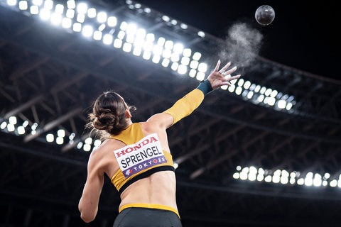 Siebenkämpferin Sandrina Sprengel bei der Leichathletik WM in Tokio.