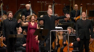 Von links: Maximilian Schmitt, Johanni van Oostrum, François-Xavier Roth, Mika Kares