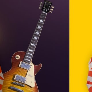 Ein Gitarre auf dunklem Hintergrund steht für die Folge "Hitparaden-Kult: Deutschland" des Podcasts "5 Tage wach - Die kultigste Radio-Hitparade Deutschlands"