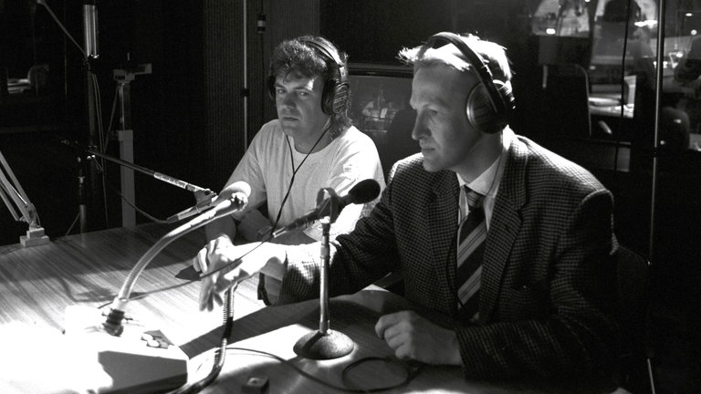 Matthias Holtmann und Günter Schneidewind bei der SDR3 Hitparade TOP 2000D im Jahr 1990