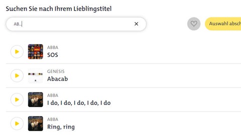 Die Suchfunktion: Tragt hier einen Titel oder Interpret ein.