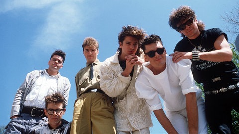 INXS (Tim Farris, Kirk Pengilly, Andrew Farris, Michael Hutchence, Gary, Garry Beers und Jon Farris) 1991.