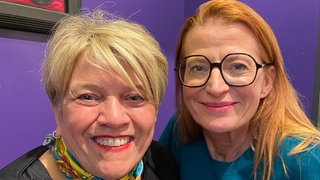 Sterneköchin Léa Linster und Annelie Malun nach der Podcast-Aufnahme.