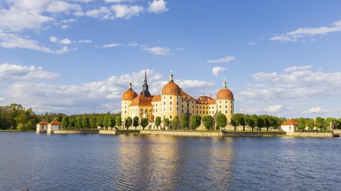 Blick auf Schloss Moritzburg.