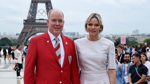 Fürst Albert von Monaco und Fürstin Charlène bei den Olympischen Spielen 2024 in Paris.