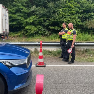 Grenzkontrollen in Scheibenhardt, zwischen der Südpfalz und Frankreich
