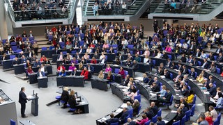 Konstituierende Sitzung des 21. Deutschen Bundestages Berlin, Deutschland - 25.3.2025: Die Fraktionen der Parteien (L-R) Die Linke, SPD, Buendnis 90 Die Gruenen, CDU, AfD während der konstituierenden Sitzung des 21. Deutschen Bundestages. Berlin