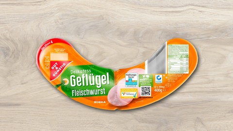 "GUT&GÜNSTIG" Delikatess Geflügel-Fleischwurst in der 400 Gramm-Verpackung