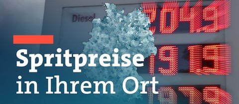 Eine Anzeigetafel mit den aktuellen Benzin- und Dieselpreisen