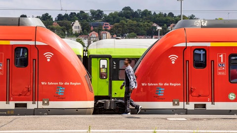 Züge stehen am Hauptbahnhof Stuttgart