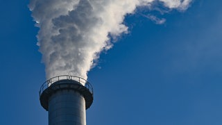 Dampf und Abgase kommen aus einem Schornstein einer Fabrik.(Symbolbild)