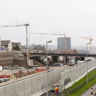 Baustelle um die Elefantenbrücke in Sindelfingen und Böblingen.